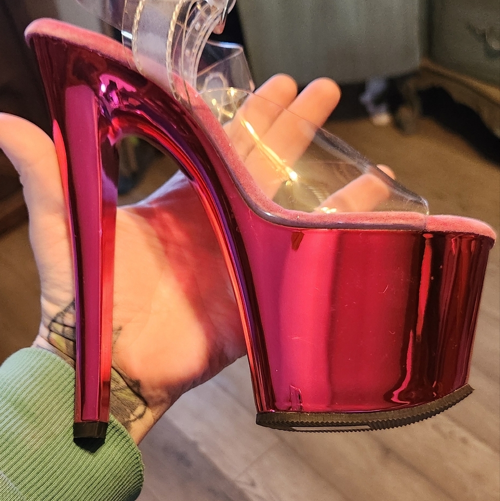 Hot Pink Chrome Stiletto Size 5 Pleaser Brand Heel